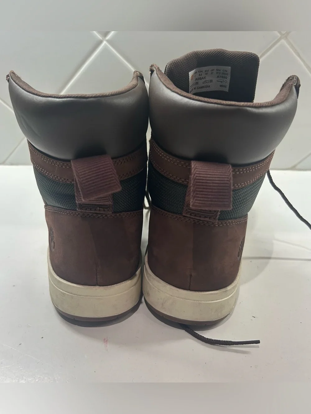 Timberland Men’s Boots Size 9 Davis Shoes Brown Green Nubuck Leather High Top